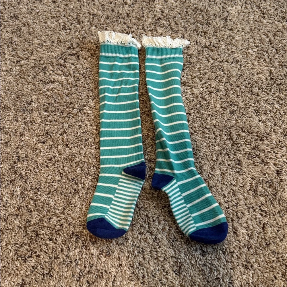 Matilda Jane Striped Knee-High Socks with Lace Trim